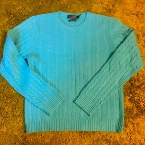 Ralph Lauren 100% cashmere sweater in turquoise size Large cable-knit crewneck